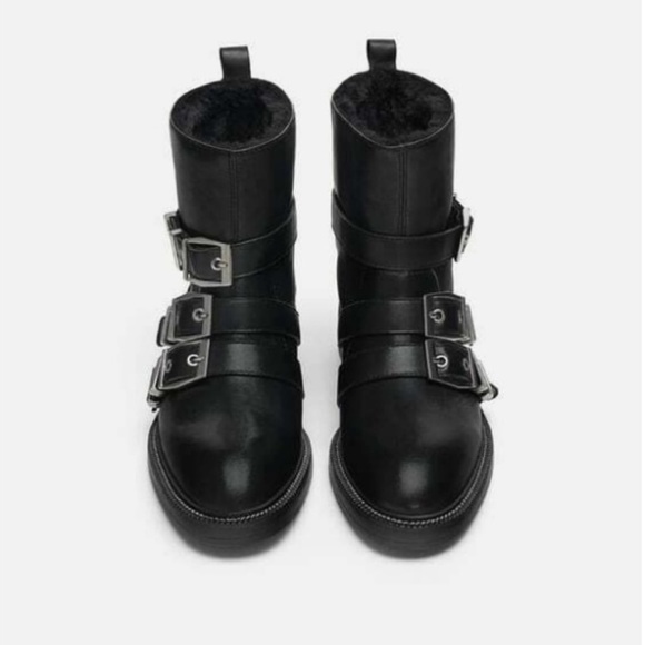 leather biker ankle boots